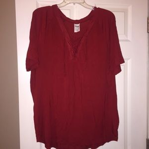 Red Lace Up Tee Pink Brand